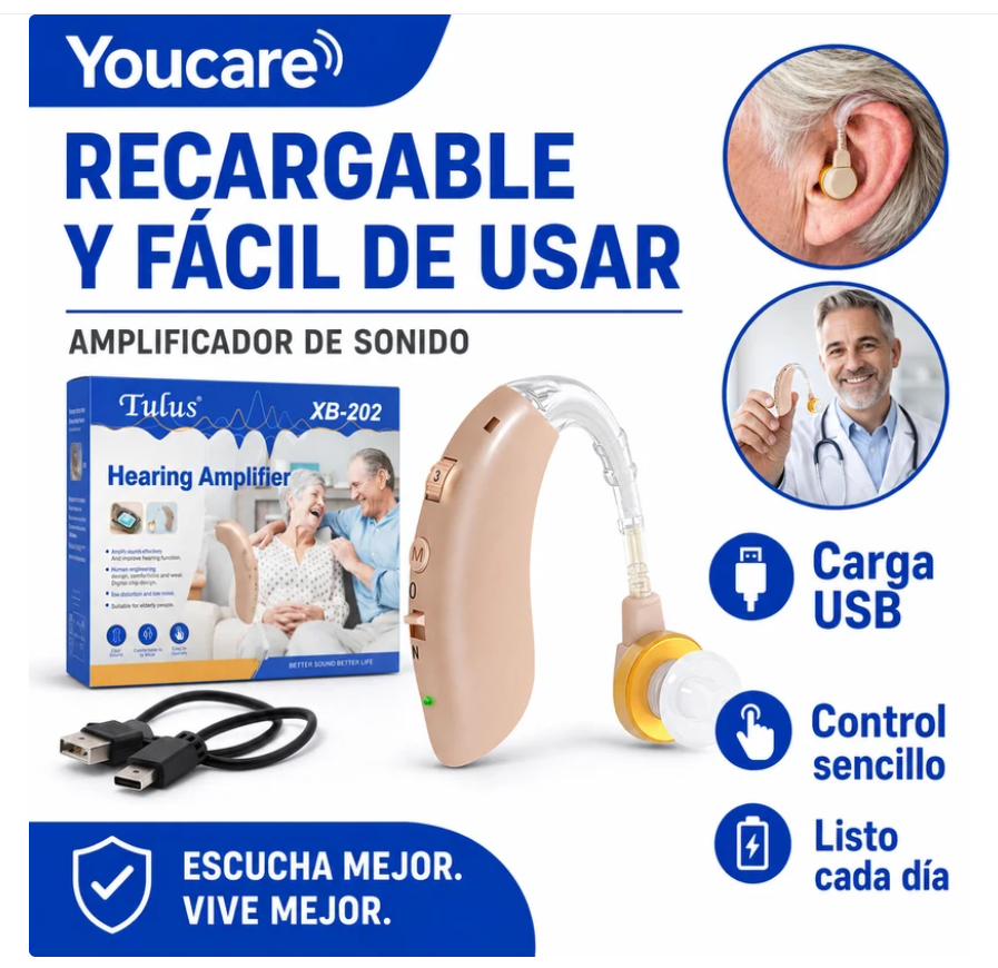 AMPLIFICADOR AUDITIVO YOUCARE® RECARGABLE [PROMOCIÓN] 🔥 COMPRA 1 LLÉVA  2 -