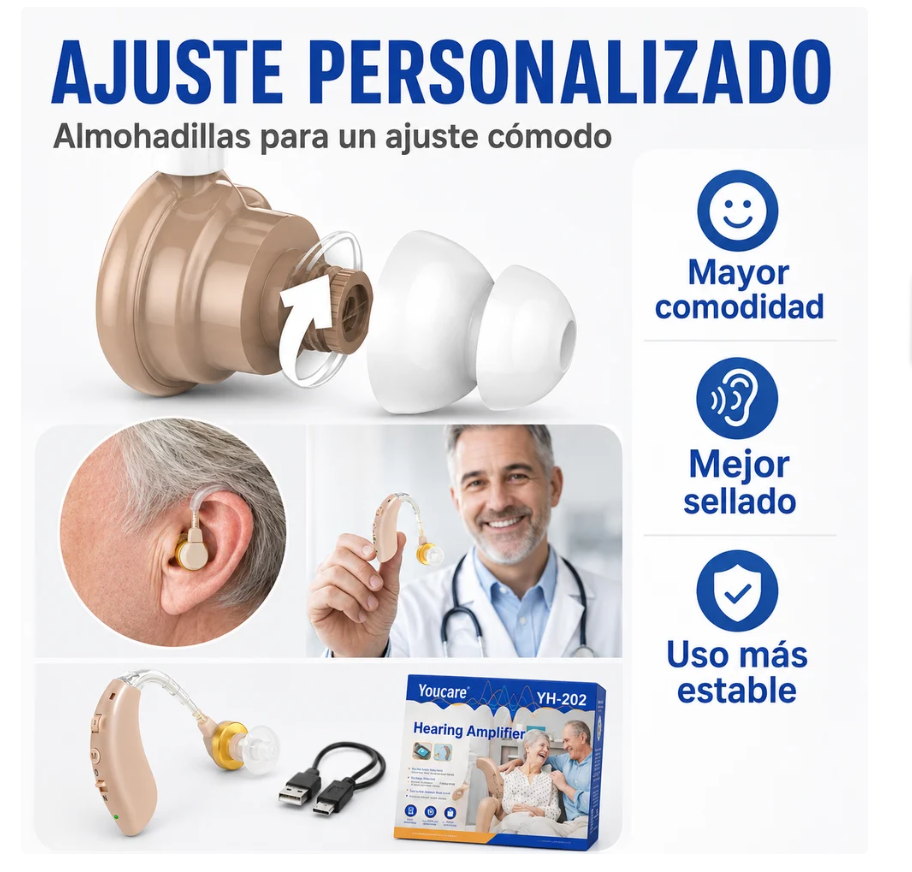 AMPLIFICADOR AUDITIVO YOUCARE® RECARGABLE [PROMOCIÓN] 🔥 COMPRA 1 LLÉVA  2 -