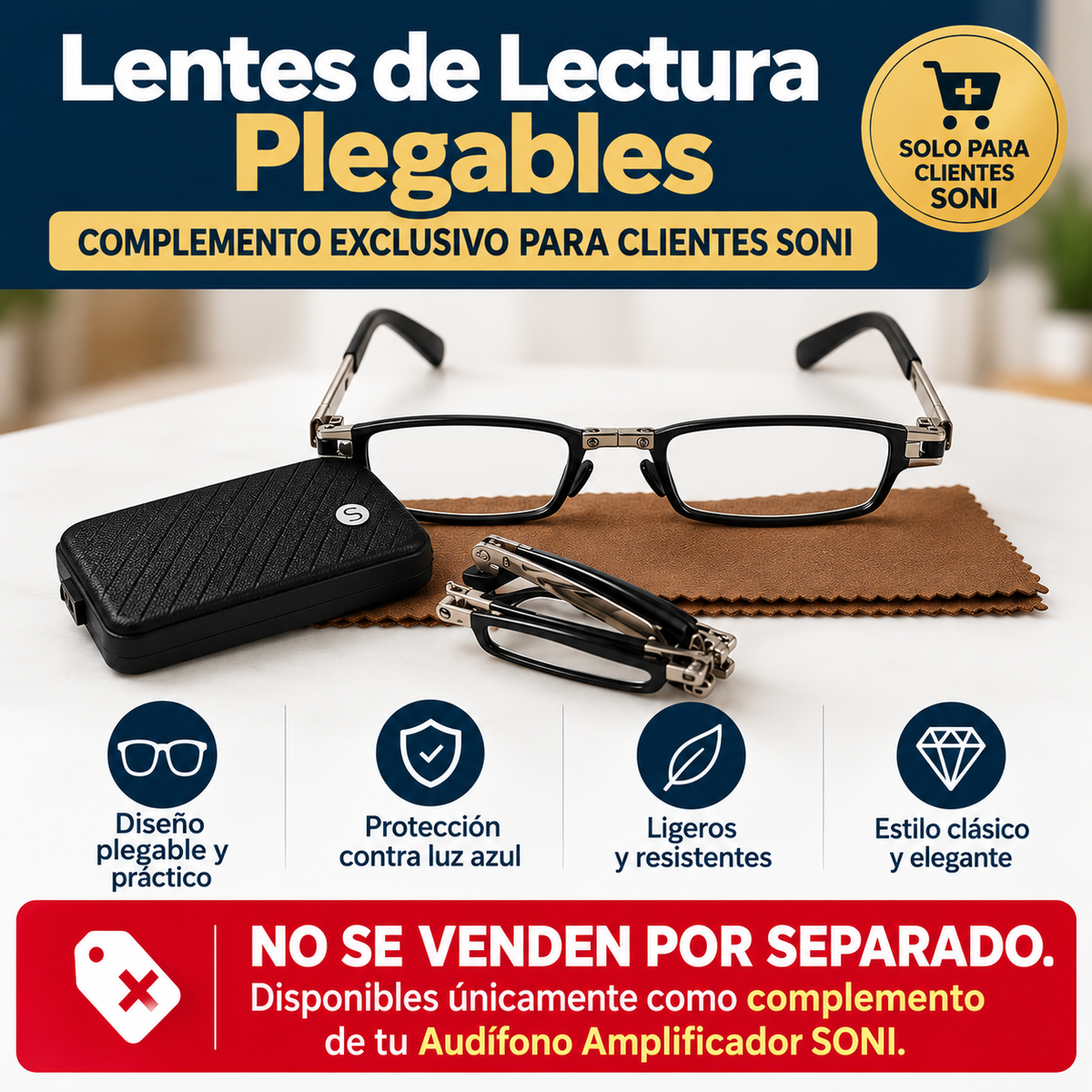 Lentes de Lectura Plegables — No se venden por separado del Audífono SONI